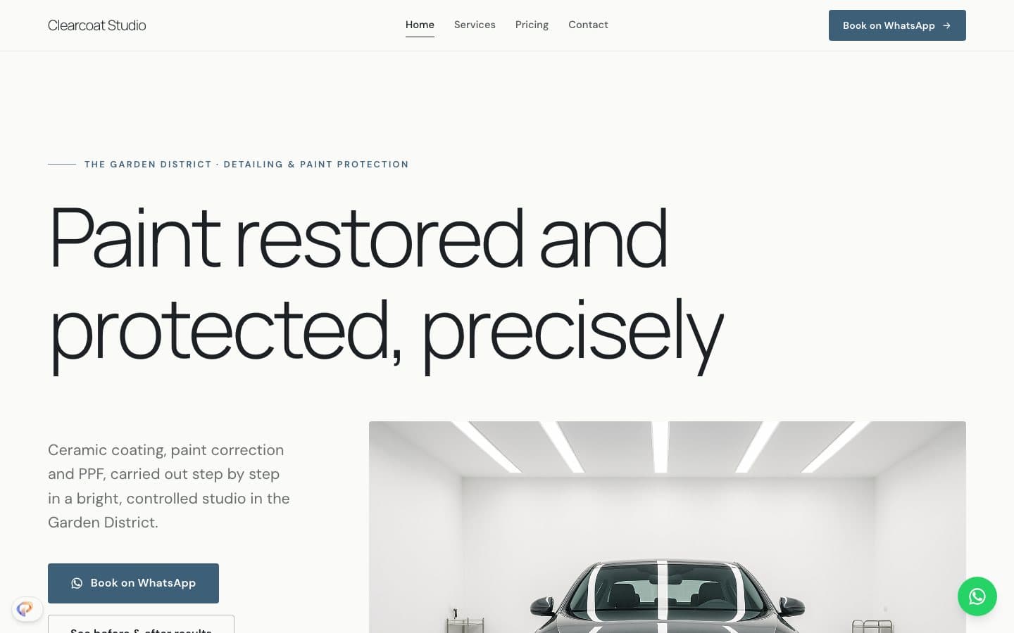 The edited website preview
