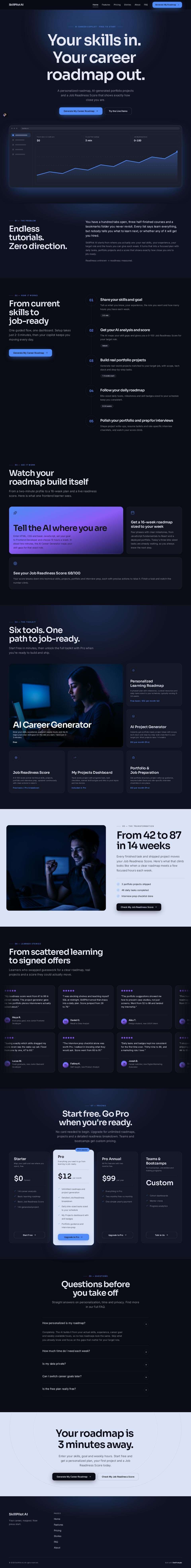 SkillPilot AI website, generated by AI